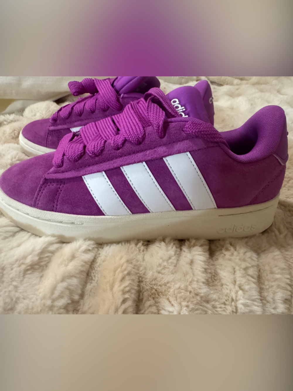 adidas Women's Bright Purple Suede Low-Top Sneakers